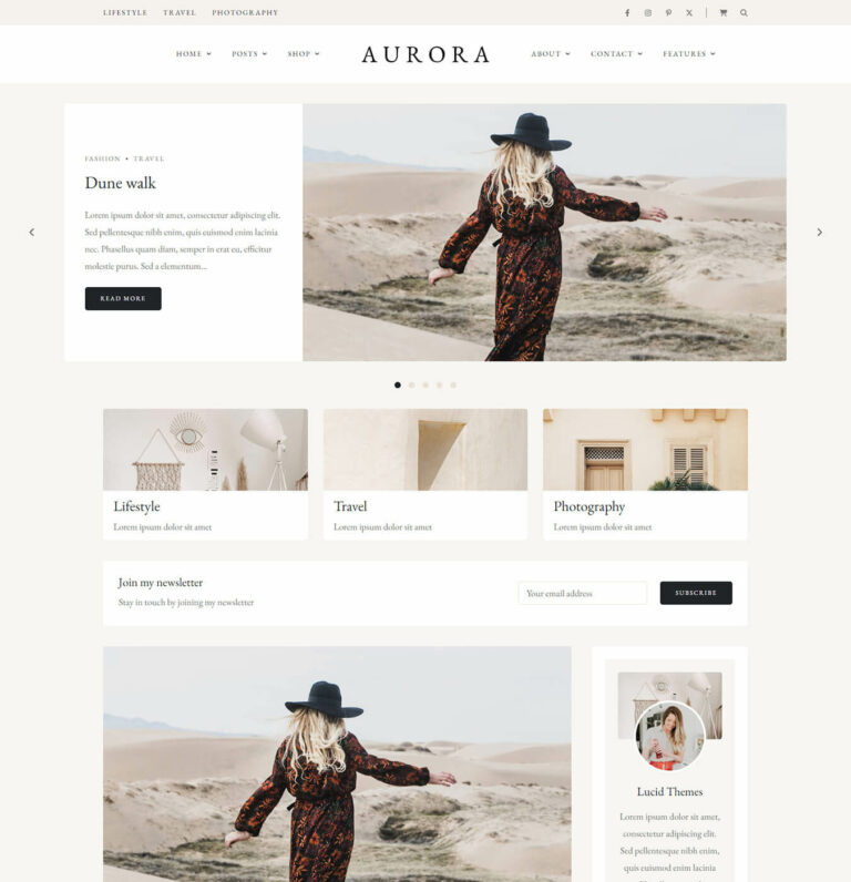 Aurora – WordPress Blog & Shop Theme
